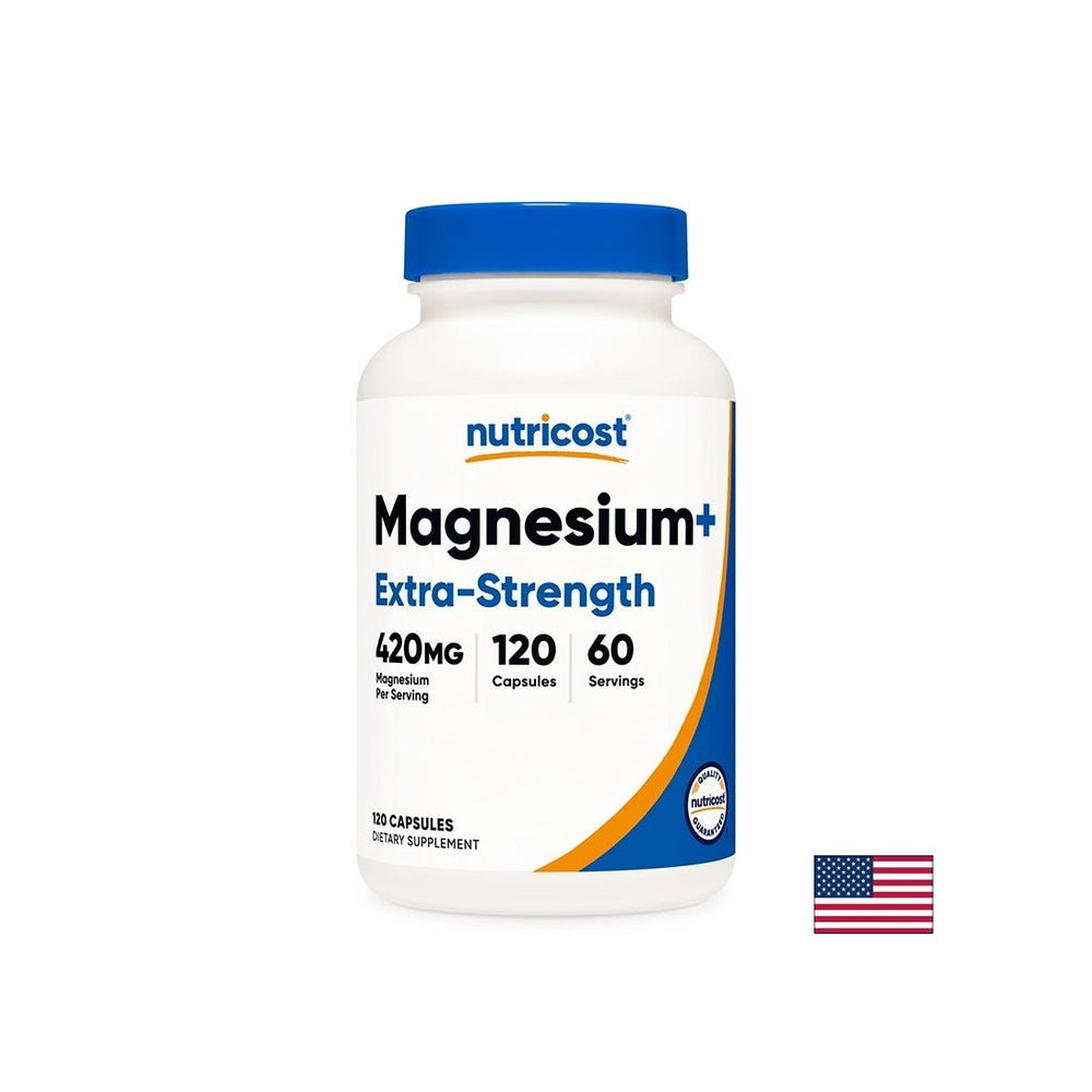 Magnesio (ossido + bisglicinato)-formula ad alte dosi per supporto muscolare e del sistema nervoso, 210 mg x 120 capsule