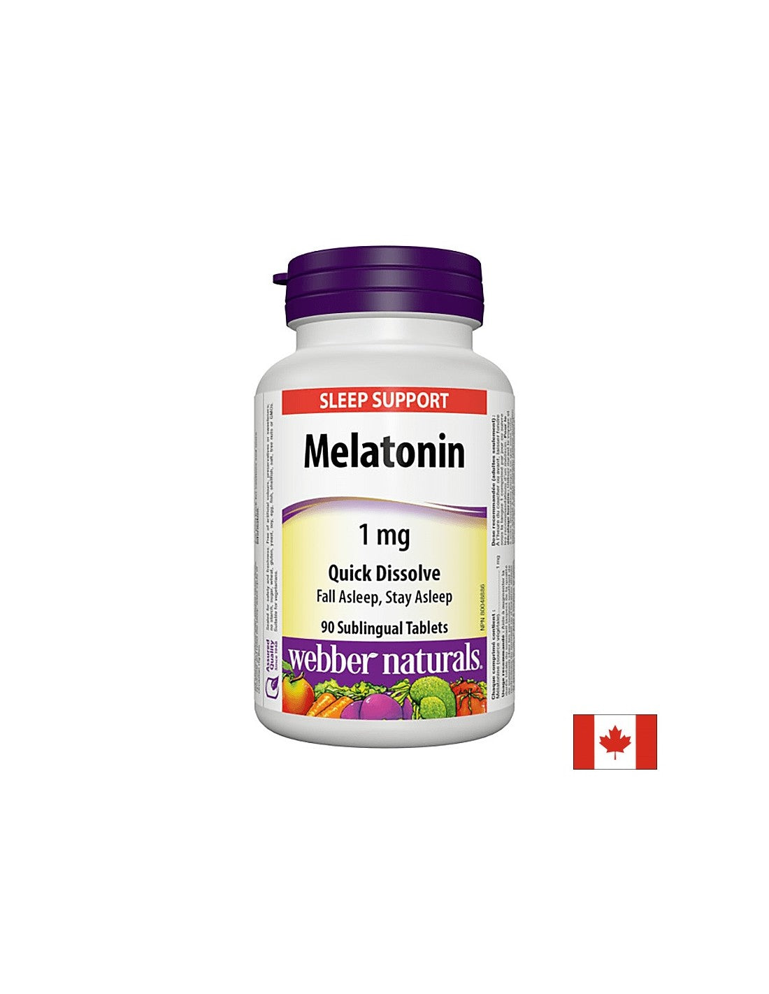Per l'insonnia - Melatonina 1 mg, 90 compresse sublinguali <tc>Webber Naturals</tc>