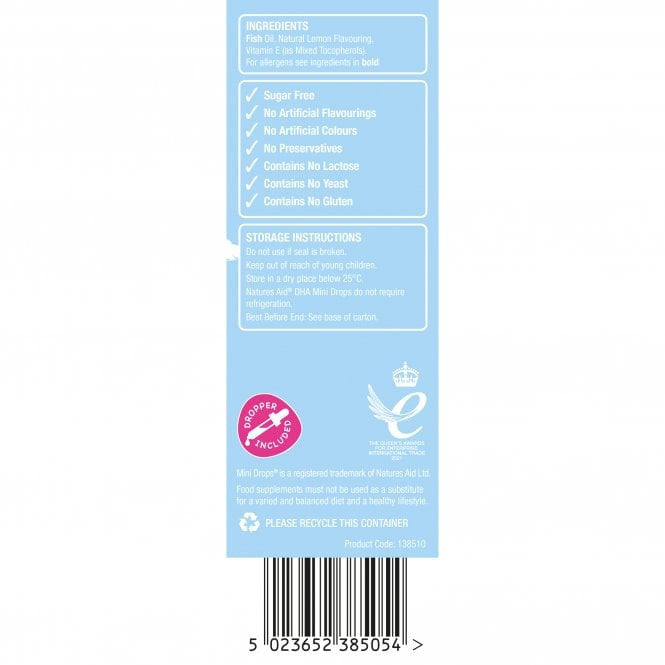 Gocce di Omega 3 per bambini (Kids Omega-3 Mini Drops) 50ml NaturesAid