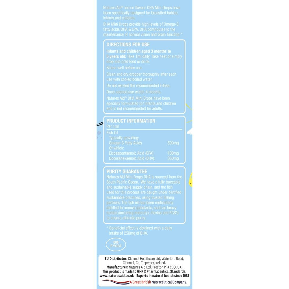 Gocce di Omega 3 per bambini (Kids Omega-3 Mini Drops) 50ml NaturesAid