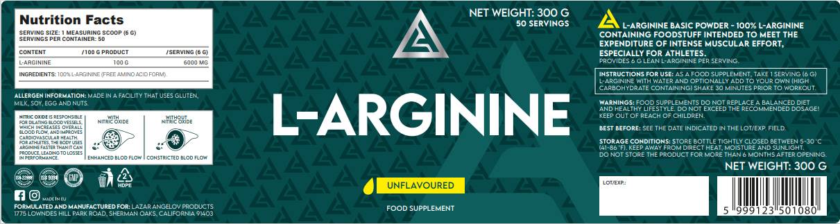 Polvere di l -arginina - 300 grammi