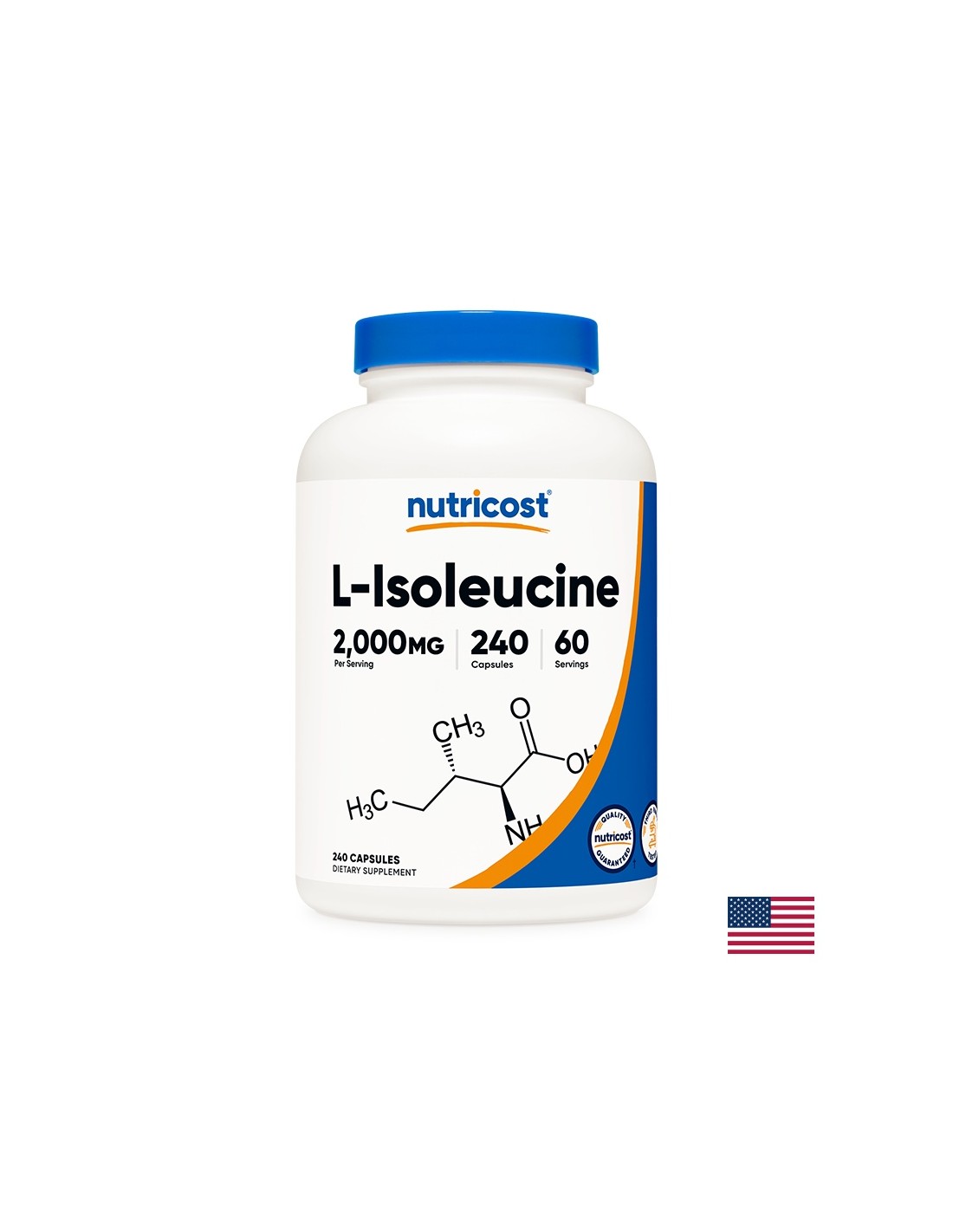 Massa muscolare e resistenza - L-Isoleucina, 500 mg x 240 capsule <tc>Nutricost</tc>
