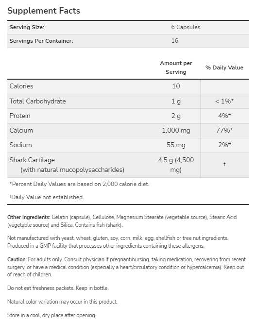 Cartilagine di squalo 750 mg - 300 capsule