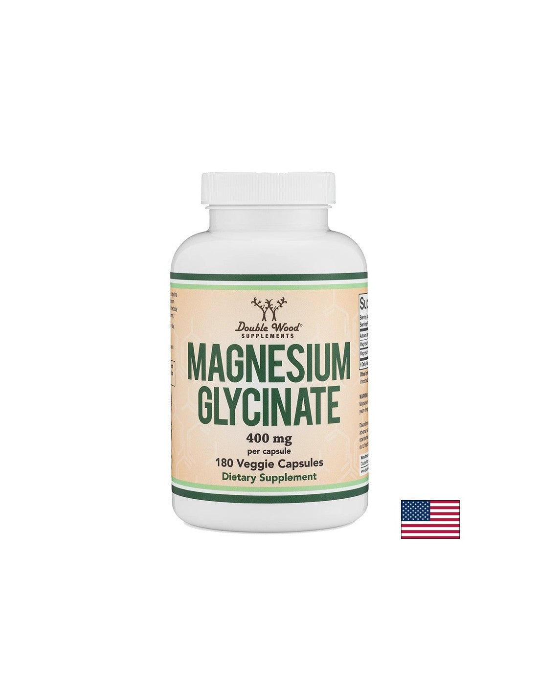 Funzione nervosa e muscolare - Magnesio (glicinato/bisglicinato), 180 capsule <tc>Double Wood</tc>
