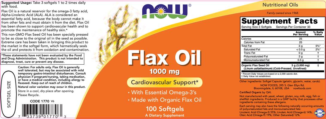 Olio di lino organico 1000 mg - 100 capsule gel