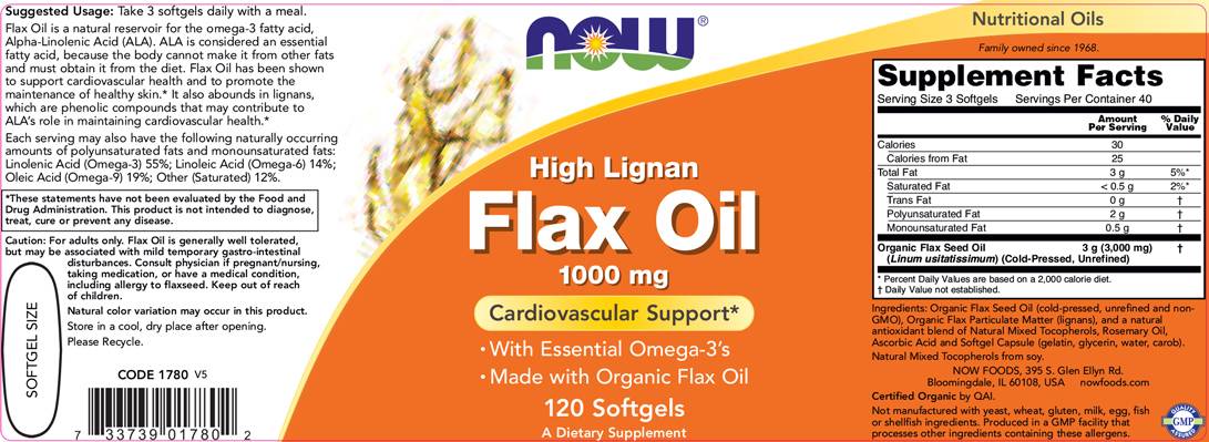 Olio di lino (lignan alto) 1000 mg - 120 capsule gel