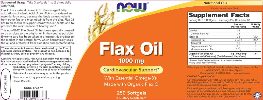 Olio di lino organico 1000 mg - 100 capsule gel