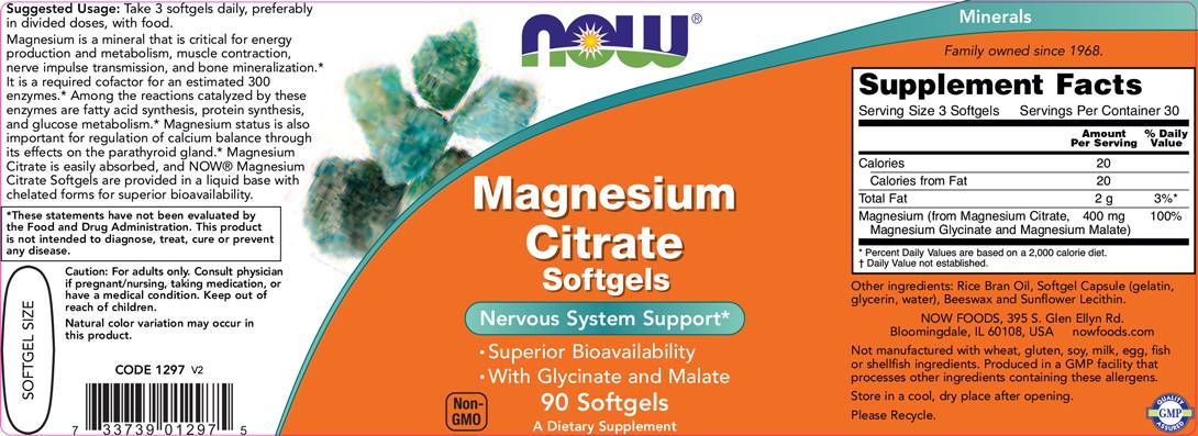 Magnesio Citrato Softgels - 180 Softgels