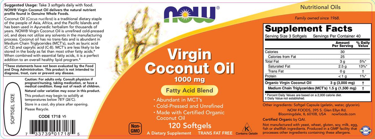 Olio di cocco vergine 1000 mg - 120 capsule in gel