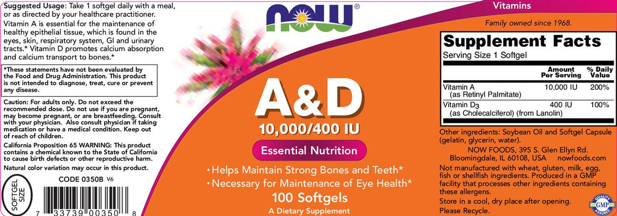 Vitamina A & D 10000/400 IU - 100 capsule gel