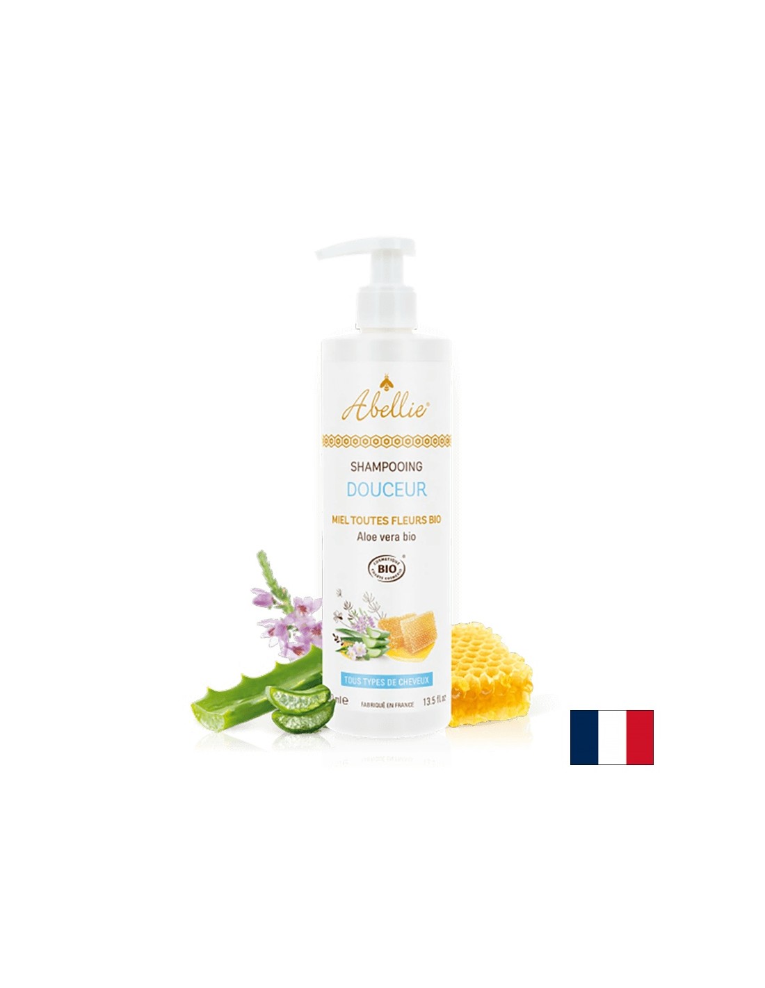 Shampoo per capelli ammorbiditi con miele organico e aloe vera, 400 ml