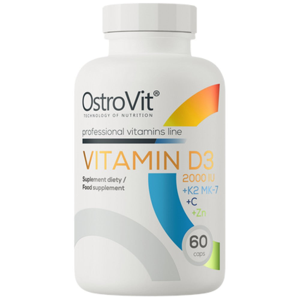 Vitamina D3 2000 + K2 MK-7/+ Vitamina C + Zinco 60 Capsule