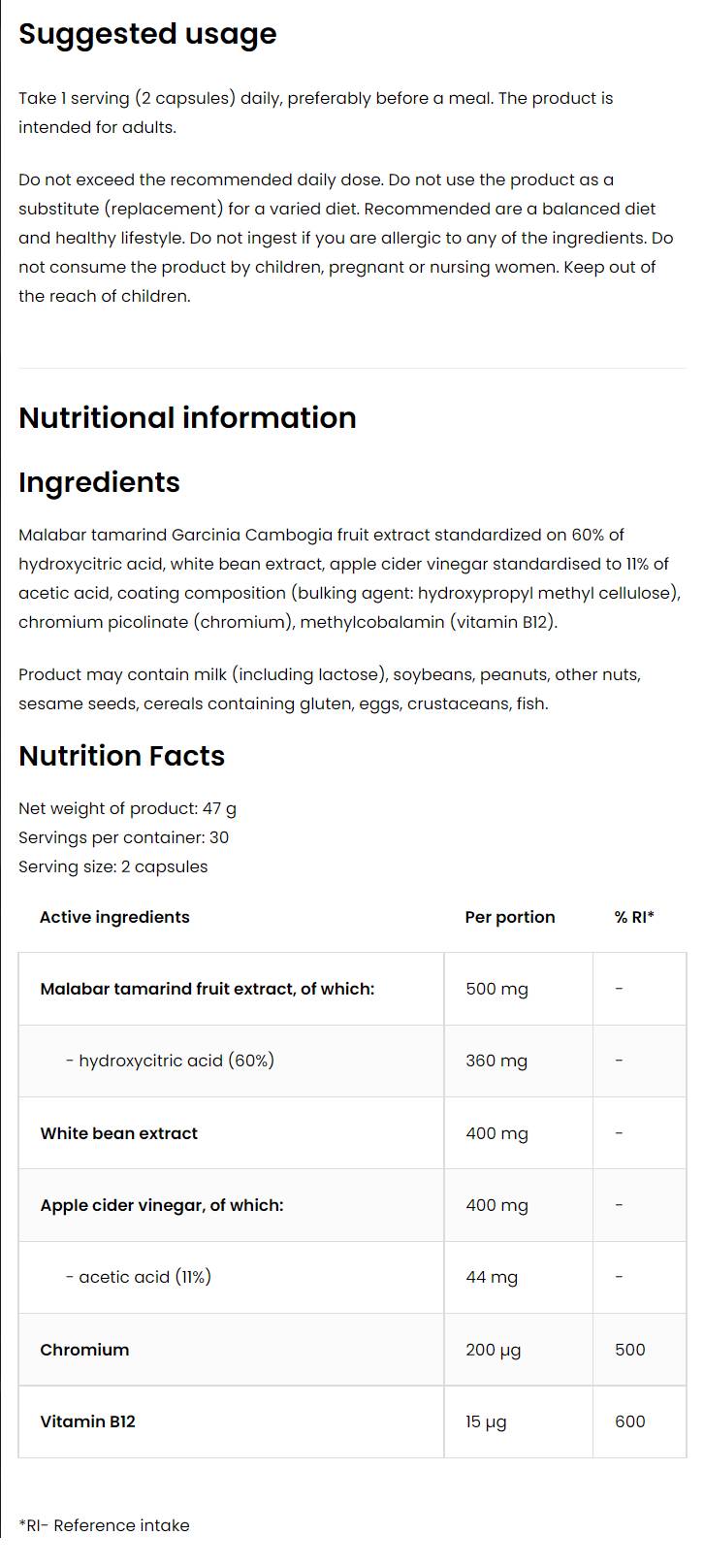 Appetite Control 60 Capsules