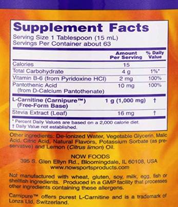 Liquido L -carnitina 1000 mg - 946 ml