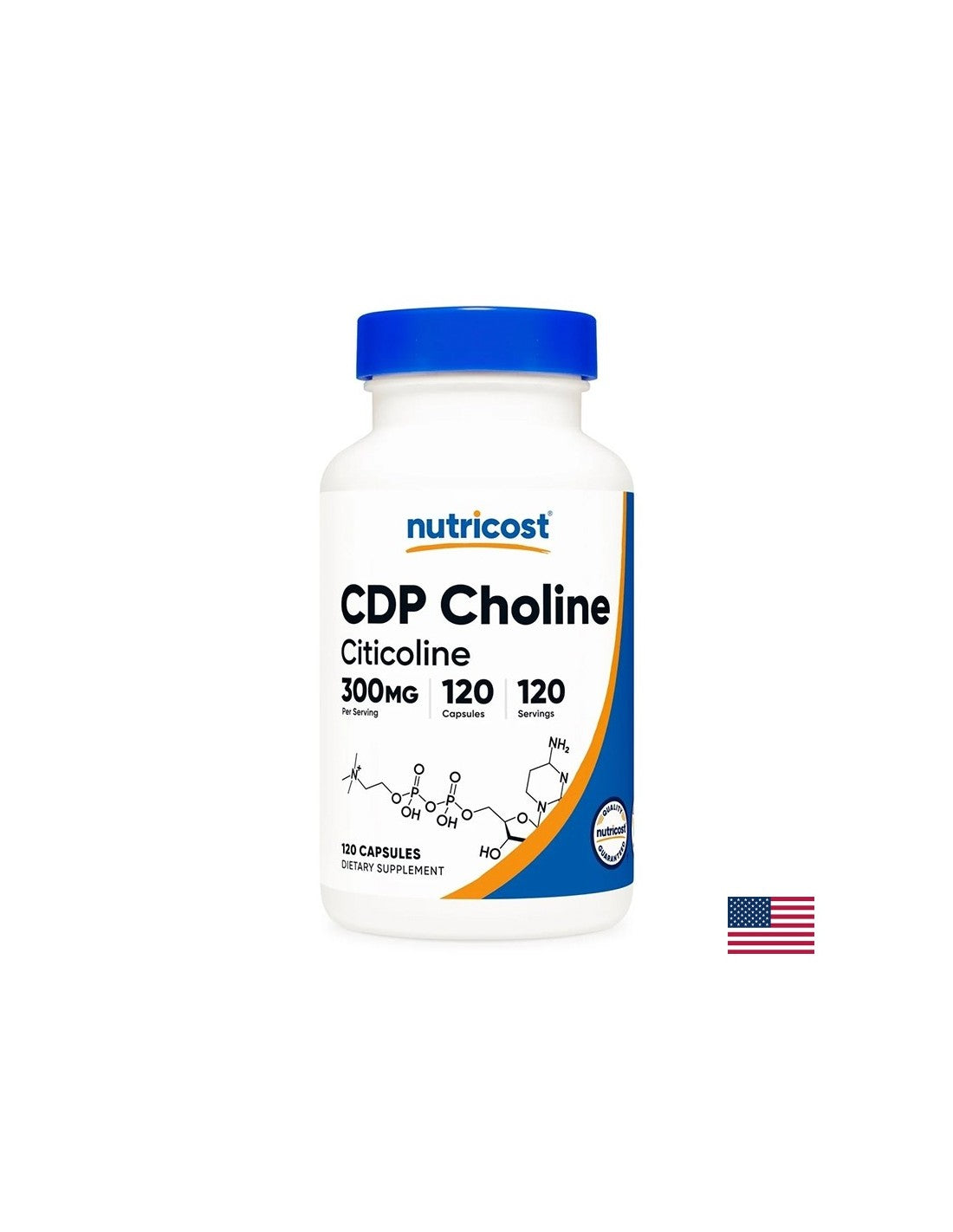 CDP Colina e citicolina per memoria e concentrazione, 300 mg x 120 capsule per 4 mesi di assunzione