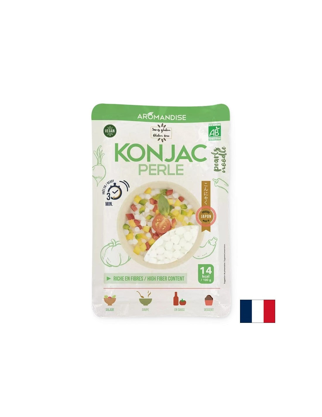 Perle alimentari senza glutine - 3 minuti di cottura - dalla farina di konjac e dalla farina di riso, 150 g