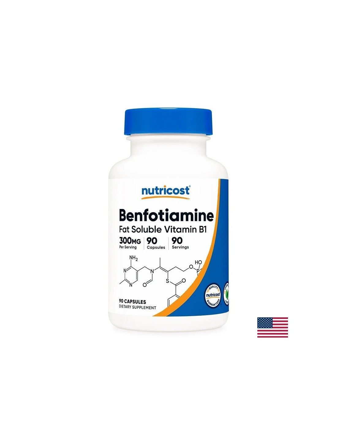 Vitamina B1 (benfotiamina) - Per il sistema nervoso - danno ai nervi, alcolismo, 300 mg, 90 capsule per 3 mesi di assunzione