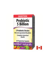 Probiotico/Probiotico 5 ceppi, 5 miliardi di probiotici attivi x 60 capsule <tc>Webber Naturals</tc>