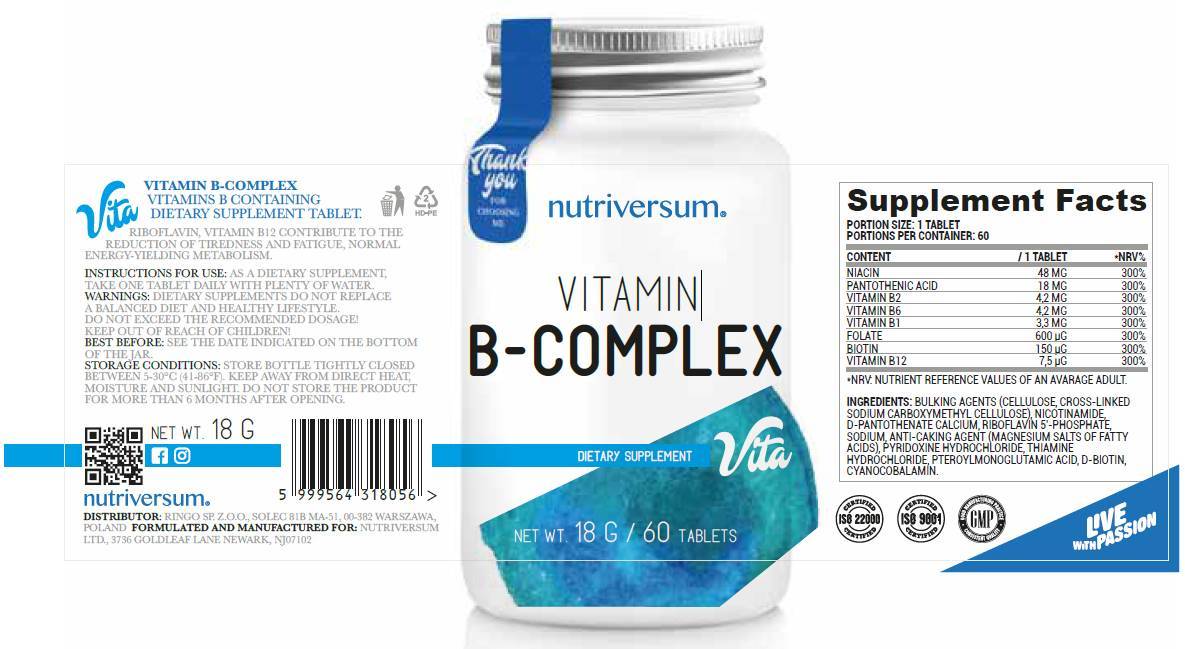 Complesso di vitamina B - 30 compresse