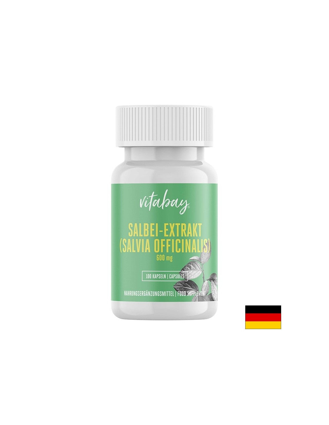 Salbei Extrakt, Foglia di salvia - Estratto di salvia 600 mg, 100 capsule <tc>Vitabay</tc>