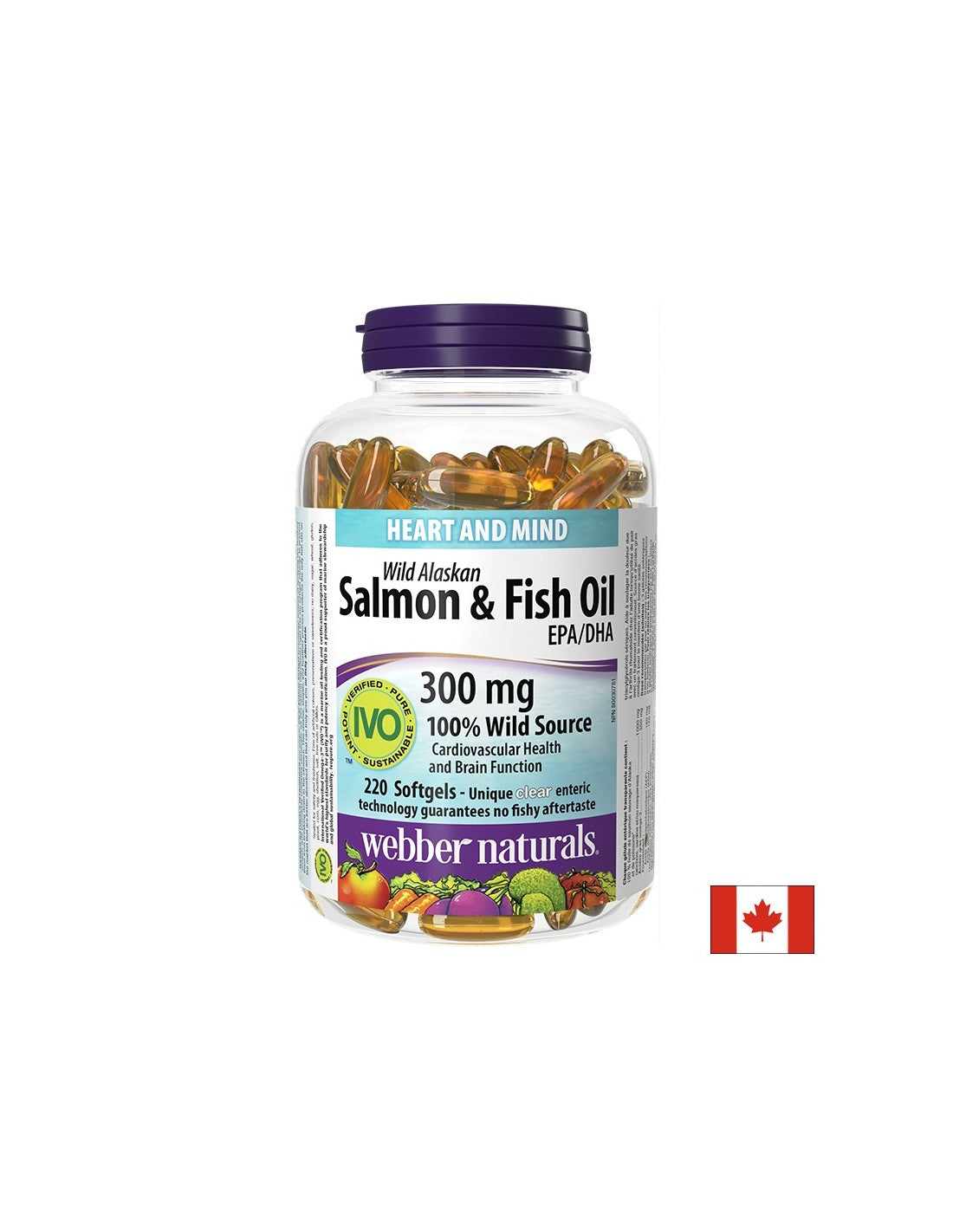 Funzione di cuore e cervello - salmone dell'Alaska selvaggio (olio) (1000 mg)+ olio di pesce (300 mg), 220 Softgels
