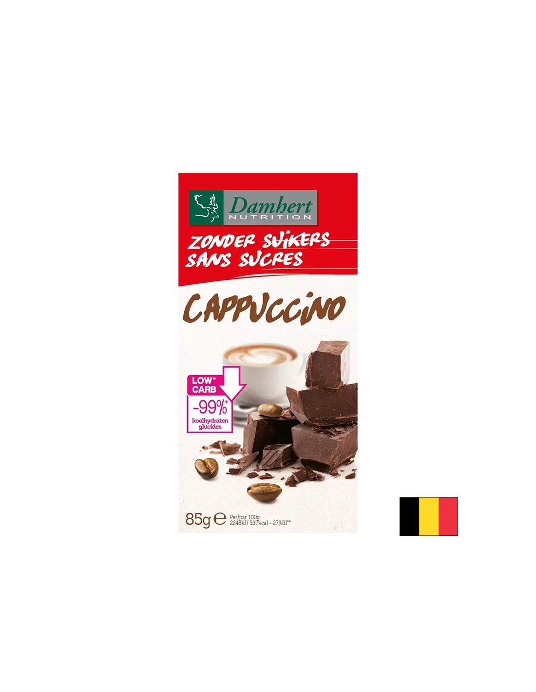Cioccolato aromatizzato al cappuccino (zucchero senza zucchero), 85 g