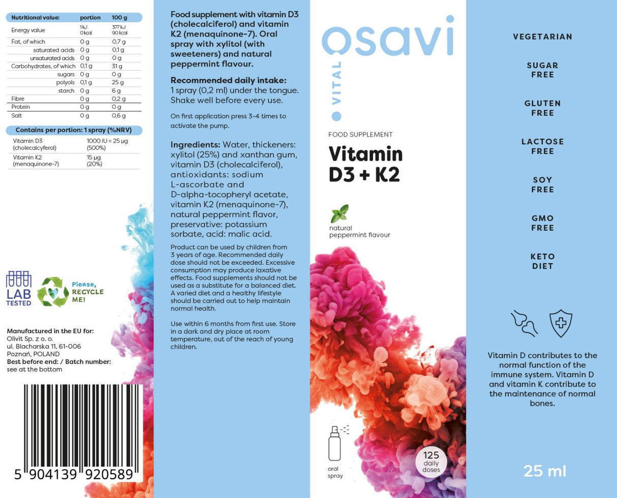 Vitamina D3 + K2 | Spray orale - 25 ml