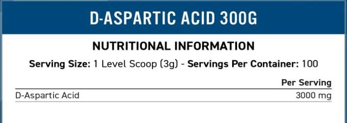 Polvere di acido aspartico d -aspartico 3000 mg - 300 grammi