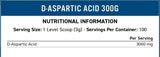 Polvere di acido aspartico d -aspartico 3000 mg - 300 grammi