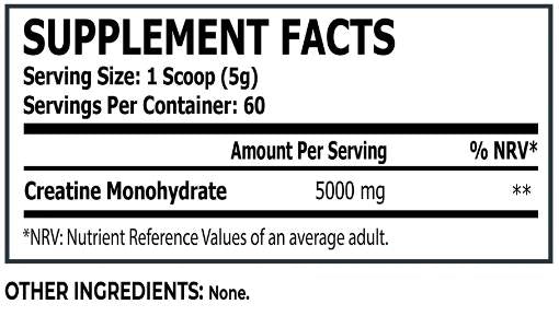 Creatina monoidrato 5000 mg - 300 grammi