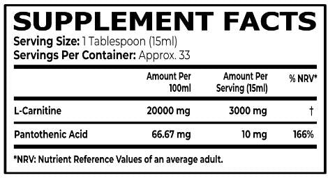 Liquido L -carnitina 3000 mg - 500 ml