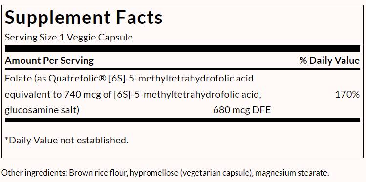 Acido folato 5 -metiltetraidrofolico 680 mcg - 30 capsule