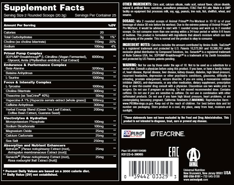 Animal Primal Preworkout | Formula completa del preworkout - 507 grammi