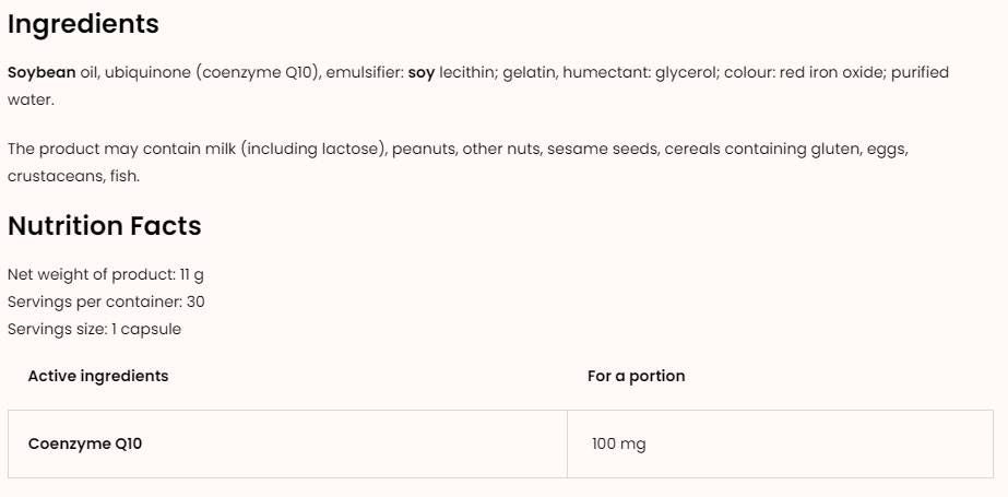 CoQ10/Ubichinon 100 mg - 30 capsule gel