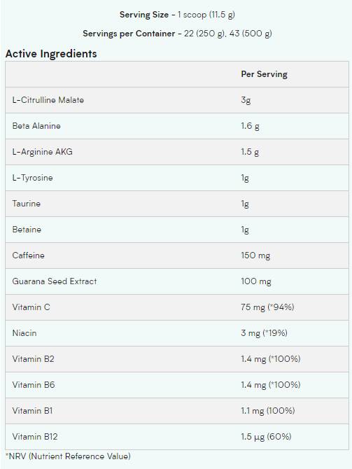 Impact pre -workout Blend 500 grammi