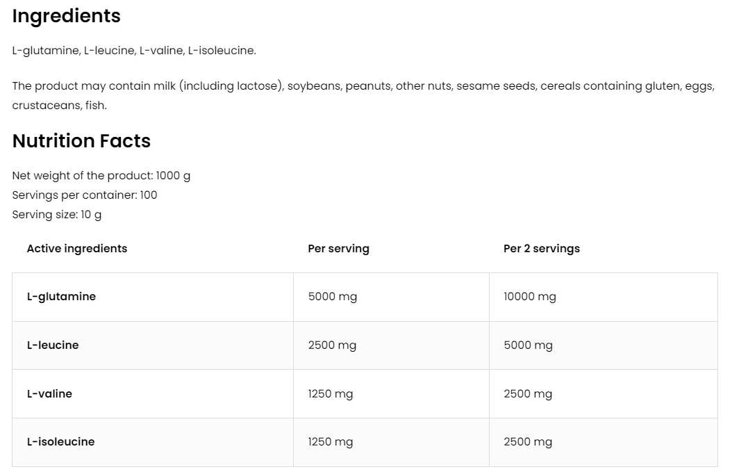 BCAA + glutammina in polvere - 200 grammi