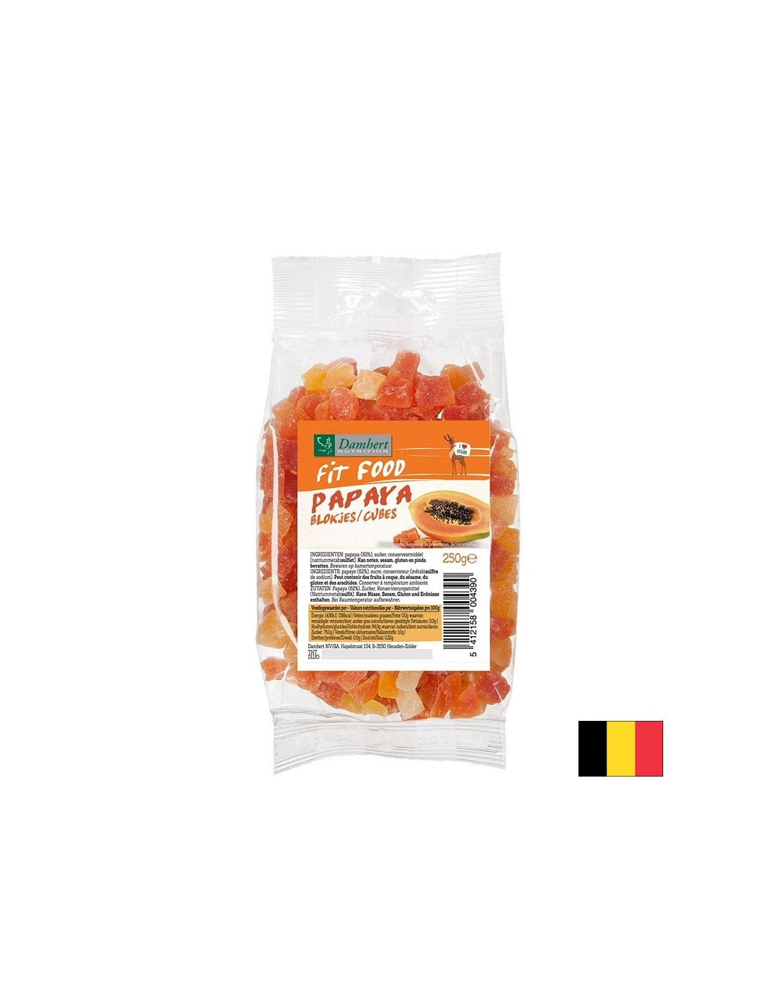 Frutta di papaia secca, a dadini, 250 g
