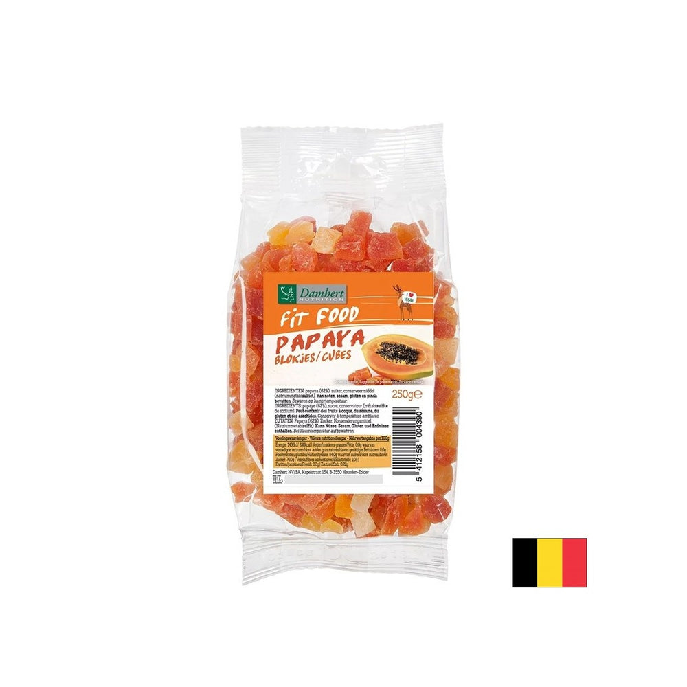 Frutta di papaia secca, a dadini, 250 g