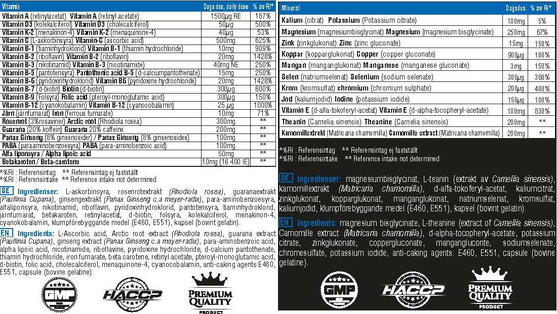 Formula di vitamina Day e formula notturna minerale complesso - 2 x 120 capsule