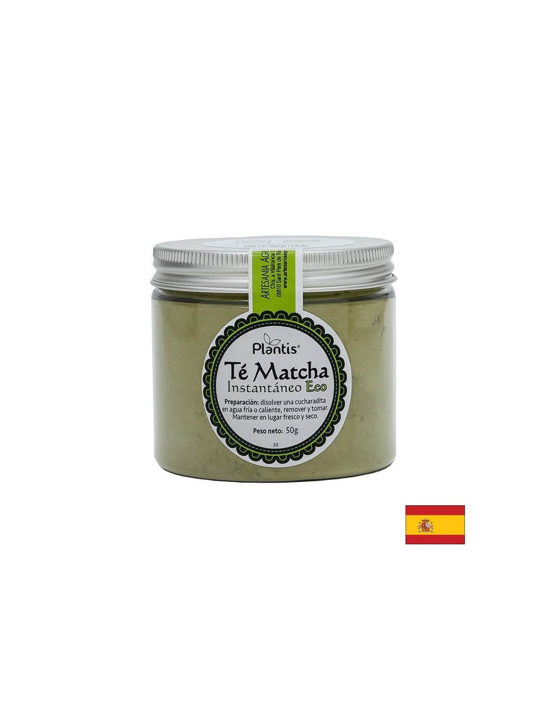 Polvere di tè matcha organico istantanea - Metabolismo ed energia - Té Matcha Instantáneo Eco Plantis®, polvere da 50 g