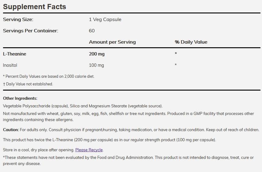 L -teanina 200 mg/doppia resistenza - 120 capsule