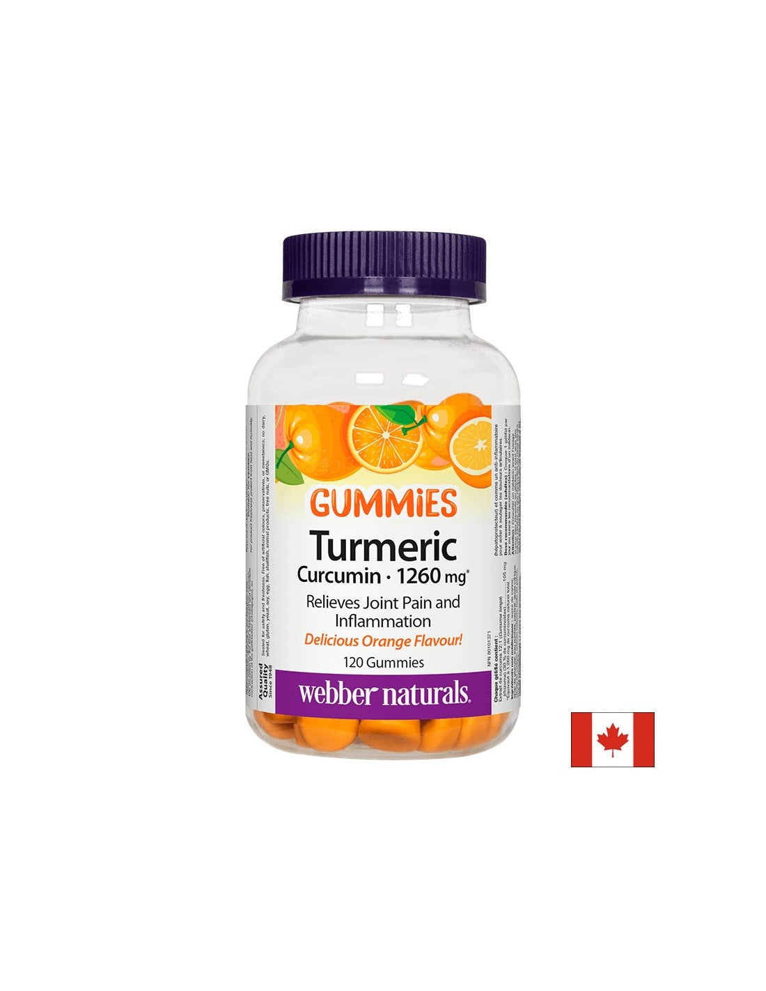 Caramelle gommose alla curcuma e curcumina/Curcuma, 120 compresse gelatinose al gusto di arancia <tc>Webber Naturals</tc>