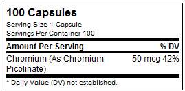Chromium picolinate 50 mcg - 100 capsule