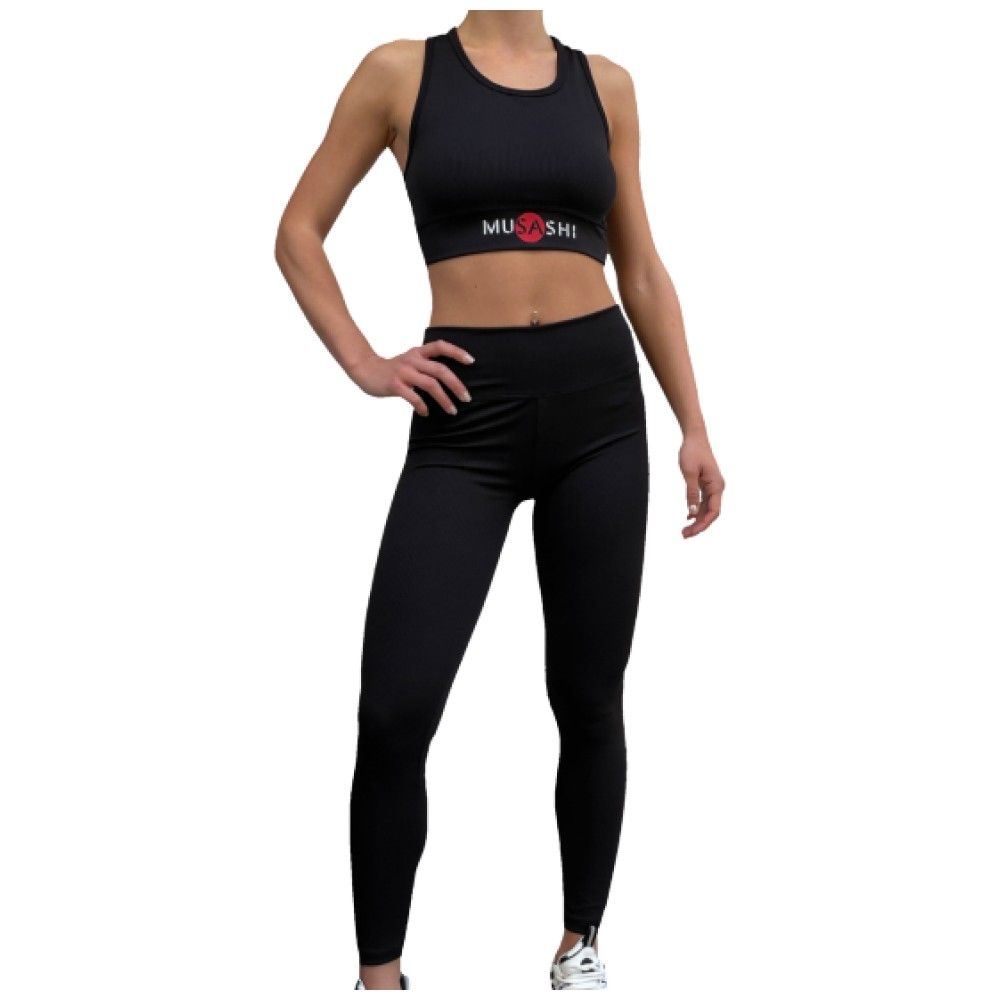 Leggings a coste da donna - nero