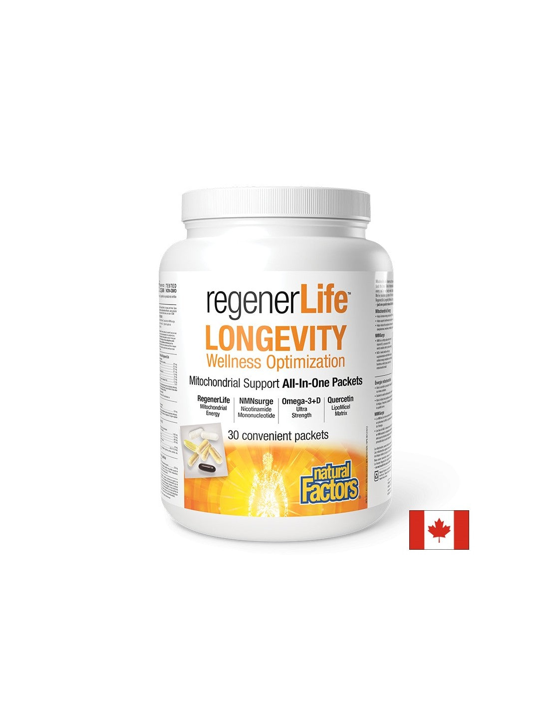 A supporto della salute cellulare - Regener Life™ Longevity, 30 bustine di <tc>Natural Factors</tc>