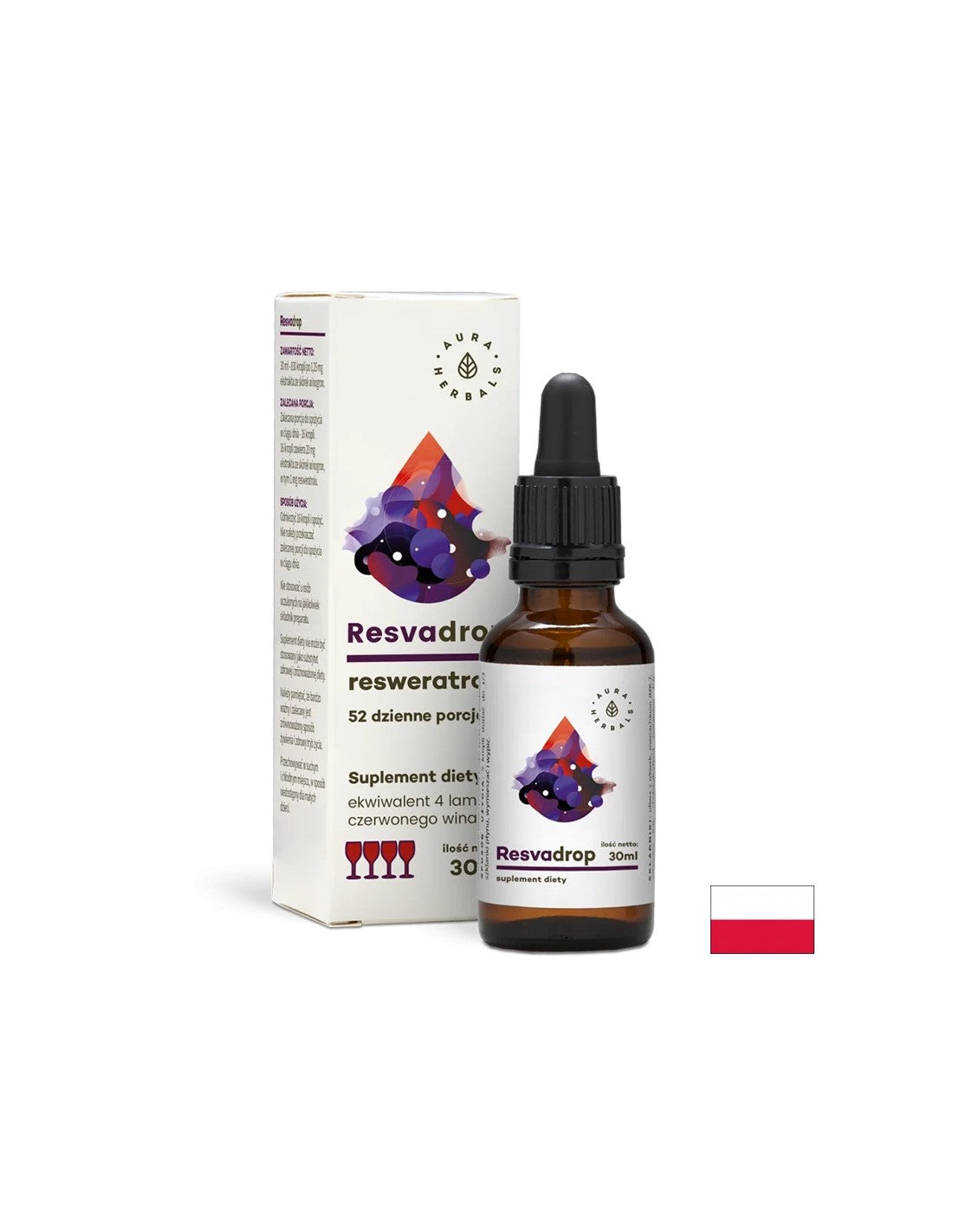A sostegno dei vasi sanguigni e del cuore - Resveratrolo, gocce da 30 ml <tc>Aura Herbals</tc>