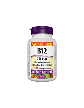 Vitamin B12 Methylcobalamin - Vitamin B12 methylcobalamin 250 µg, 200 sublingual tablets - Nutra Best Europe