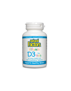 Vitamin D3 for Kids 400 IU - 100 Chewable Tablets - Nutra Best Europe