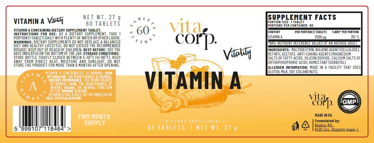 Vitamina A 2500 mcg - 60 compresse