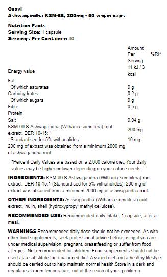 Ashwagandha KSM -66® 200 mg - 120 capsule